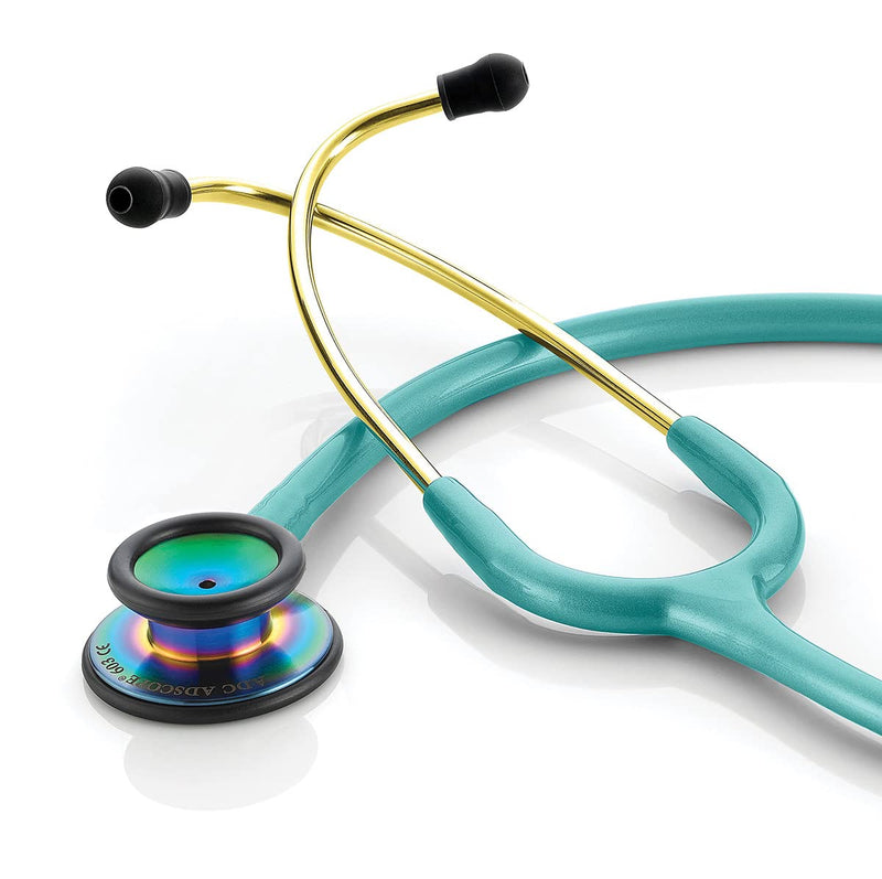 [Australia] - ADC 603IMCA Adscope Model 603 Premium Stainless Steel Clinician Stethoscope with Tunable AFD Technology, Lifetime Warranty, Iridescent Metallic Caribbean 