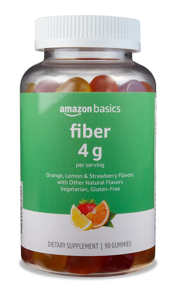 Amazon Basics Soft Fiber Gummies for Digestive Health and Regularity, Orange, Lemon & Strawberry Flavors, 90 Count, Pack of 1 (Previously Solimo) Orange & Lemon & Strawberry 90 Count (Pack of 1)