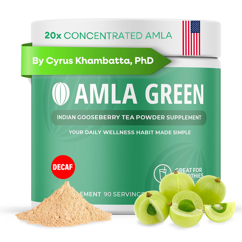[Australia] - Amla Powder & Decaf Green Tea Superfood Supplement, 20x Ultra Concentrated Amla, Oolong Tea and Indian Gooseberries, Organic, Vegan, 90 Servings 90 Servings (Pack of 1) 