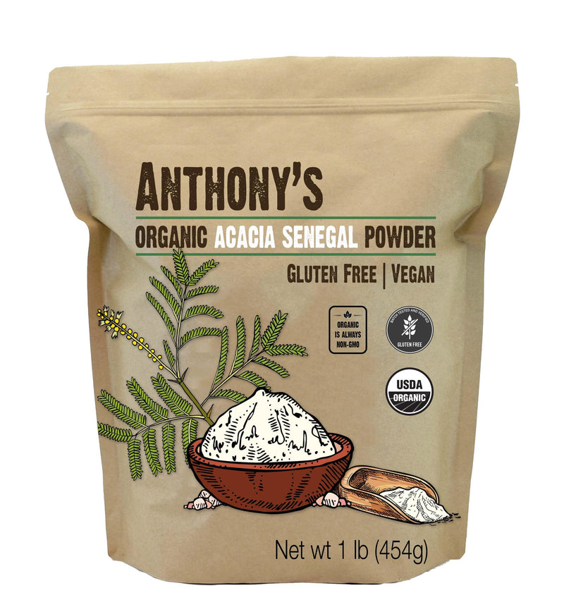 [Australia] - Anthony's Organic Acacia Senegal Powder, 1 lb, Batch Tested Gluten Free, Non GMO, Soluble Fiber, Prebiotic 1 Pound (Pack of 1) 