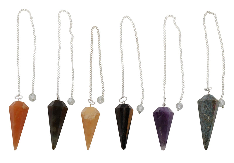 Dowsing Pendulum Healing Set of 6 - Carnelian, Labradorite, Golden Quartz, Tiger Eye, Amethyst, Lapiz