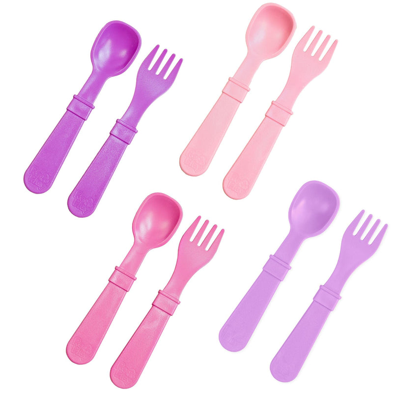 [Australia] - Re-Play Toddler Forks and Spoons Set - 4x4 Utensils Set for Kids - Dishwasher and Microwave Safe - Made in USA - Pack of 8-5.8" x 1.2" x 0.2" - Princess Without Carrying Case 