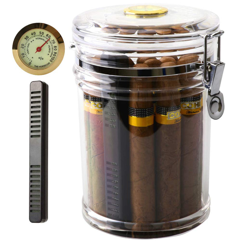 [Australia] - XIFEI Acrylic Humidor Jar with Humidifier and Hygrometer,humidor That can Hold About 18 Cigars (Clear) 