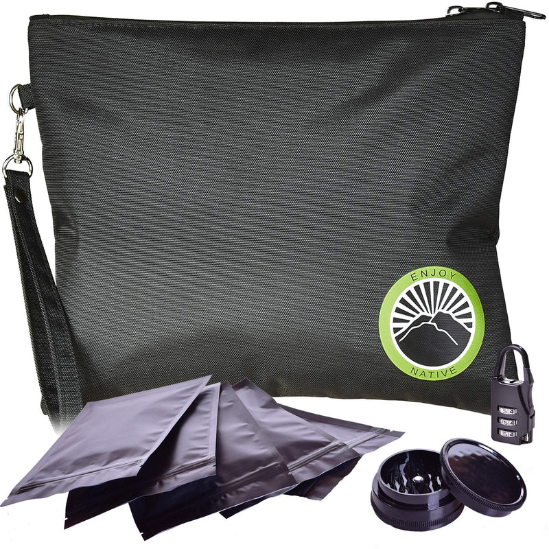 [Australia] - Upgraded 2024 Smell Proof Bag with Lock - Odor Proof Bag - Dog Tested Bags 11x9 - Smell Proof Container - Best Odor Proof Pouch Zipper on top Smell Proof Case for Herbs Coffee Oils Black Large 11"x9" 