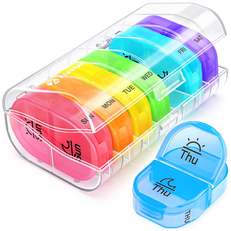 [Australia] - AUVON Pill Box 2 Times a Day, Weekly Pill Organizer AM PM with 7 Daily Pocket Case to Hold Vitamin, Medicine, Medication, and Supplement Clear 