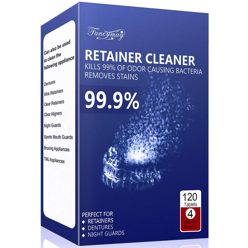 [Australia] - Retainer Cleaning Tablets 120 Tablets - 4 Months Supply, Mouth Guard Cleaner, Remove Stains and Bad Odor, Prevent Brace Discoloration, Mint Flavor 