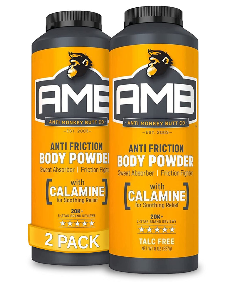 Anti Monkey Butt Body Powder - Talc-Free Anti Chafing Powder for Sweat, Friction, & Itch Relief - Calamine Body Powder for Thigh Chafing, Body Rash, & Odor Control for Men & Women - 8 oz (2 Pack) 8 Ounce (Pack of 2)