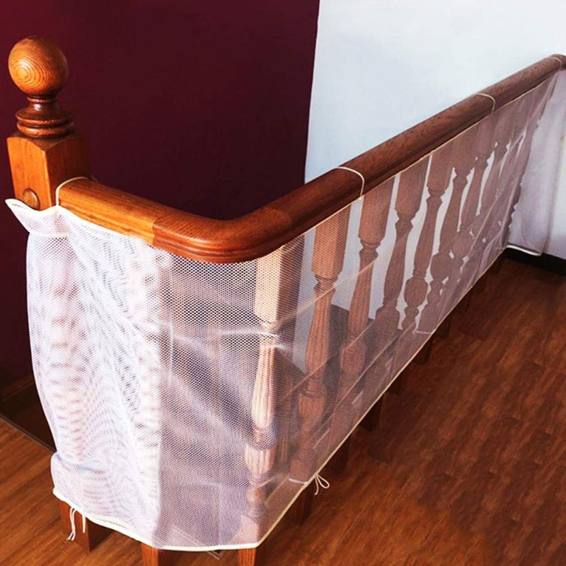 [Australia] - Child Safety Rail Net for Balcony, Patios, Railing and Stairs. Security Guards for Kids/Pet/Toy Both Indoors and Outdoors. 10ft x2.5ft, Sturdy Mesh Fabric Material. (White) White 