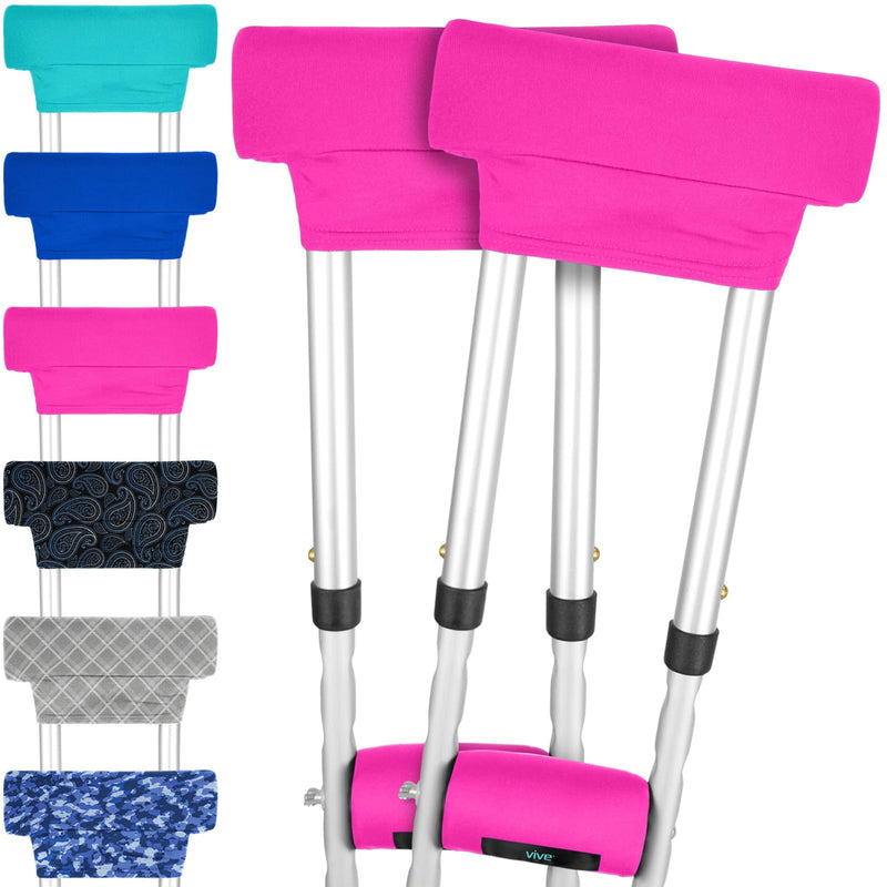 [Australia] - Vive Premium Crutch Pads & Hand Grips - Comfortable, Breathable, Machine Washable Padding - Moisture Wicking & Odor Reducing Pillow Accessory Covers for Adult & Youth Walking Crutches Pink 