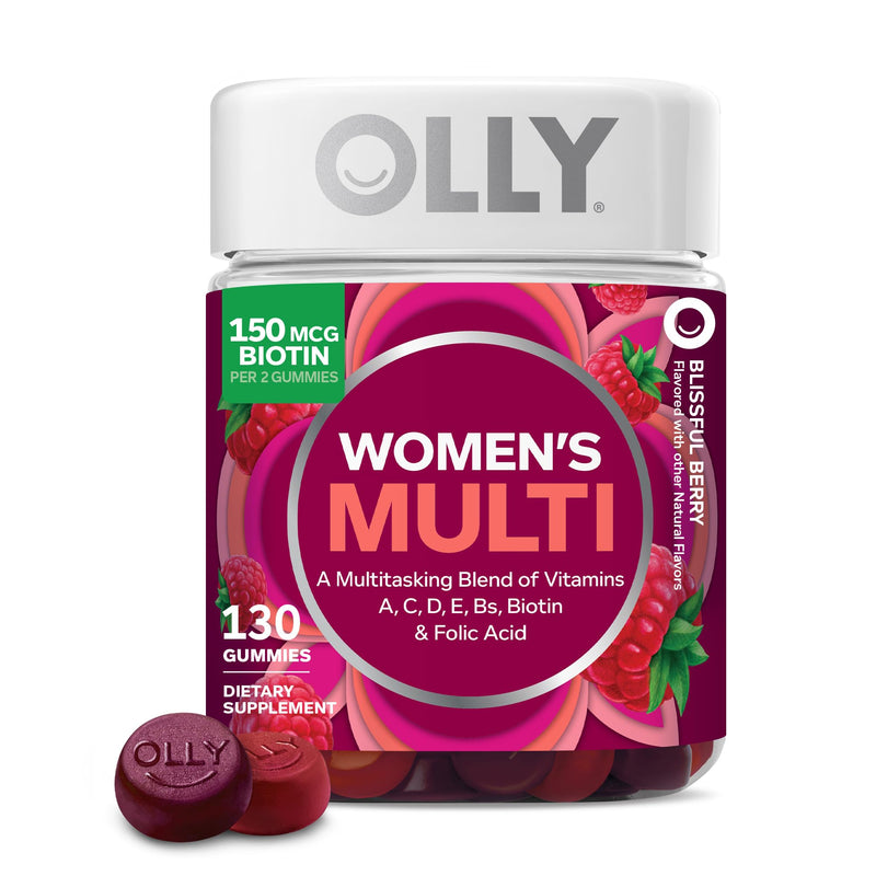 OLLY Women's Multivitamin, Supports Overall Wellness,* Biotin - 130 Count Berry 130 Count (Pack of 1)