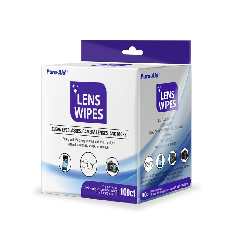 [Australia] - Lens Wipes, Cleans Eyeglasses Camera Lenses, Smart Phones and More - 100ct (Individually Wrapped Wipes) per pack 