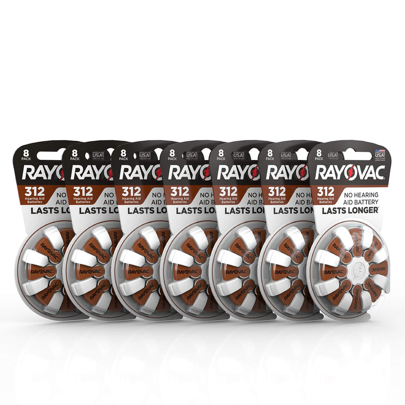 [Australia] - Rayovac Hearing Aid Batteries Size 312 for Advanced Hearing Aid Devices, 8 Count (Pack of 7) 8 Count (Pack of 7) 