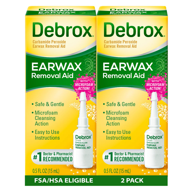 [Australia] - Debrox Ear Wax Removal Drops, Gentle Microfoam Ear Wax Remover, 0.5 Fl Oz, 2 Pack 0.5 Ounce (Pack of 2) 