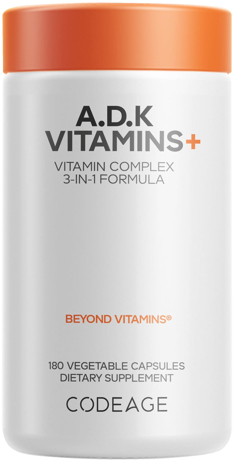Codeage ADK Vitamins, D3 5000 IU, K1 & K2 MK4 MK7, 180 Capsules | NSF Certified - Vitamins ADK Supplement with Vitamin A, D3 5000 IU, K1 and K2 (MK-4 and MK-7). Six-month supply. 1