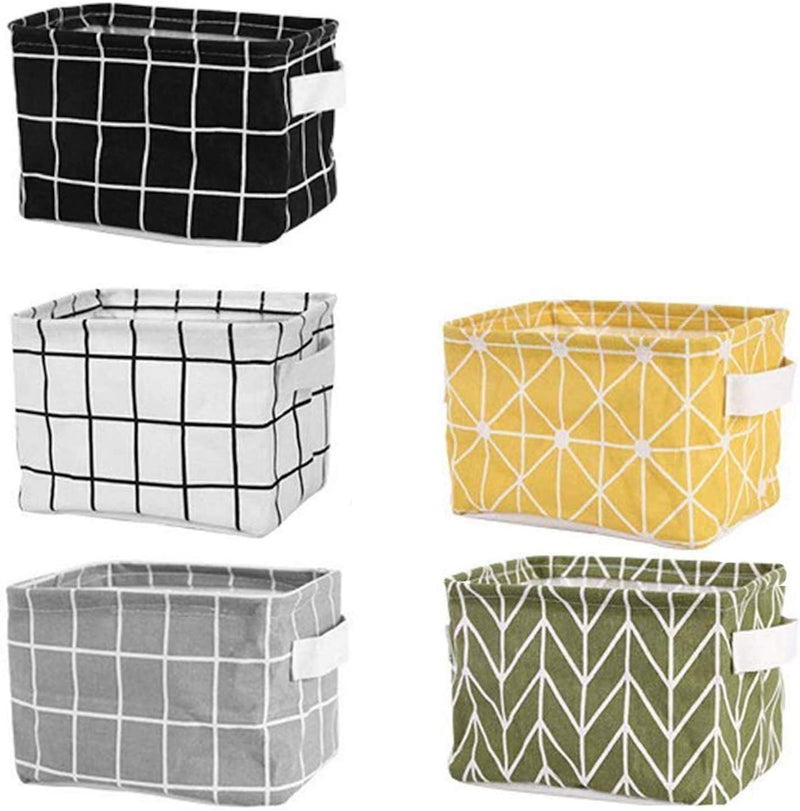 [Australia] - Mini Storage Basket（Pack of 5）- Blend Storage Bins for Makeup, Book, Baby Toy,8x6x5.5 inch Home Decor Canvas Organizers Bag 8x6.3x5.1 inch 
