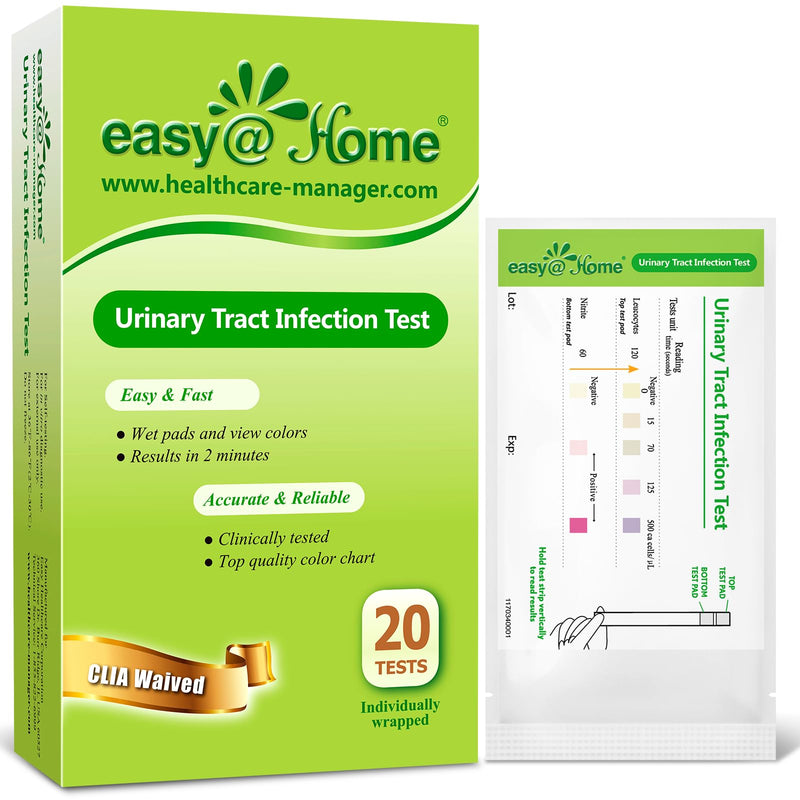 Easy@Home 20 Individual Pouches Urinary Tract Infection FSA Eligible Test Strips (UTI Test Strips) Monitor Bladder or Urinary Tract Issues by Testing Urine, 20 Tests/Box-FDA Cleared (UTI-20P) | Individual Packing Urinary Tract Infection Test Strips Mon...