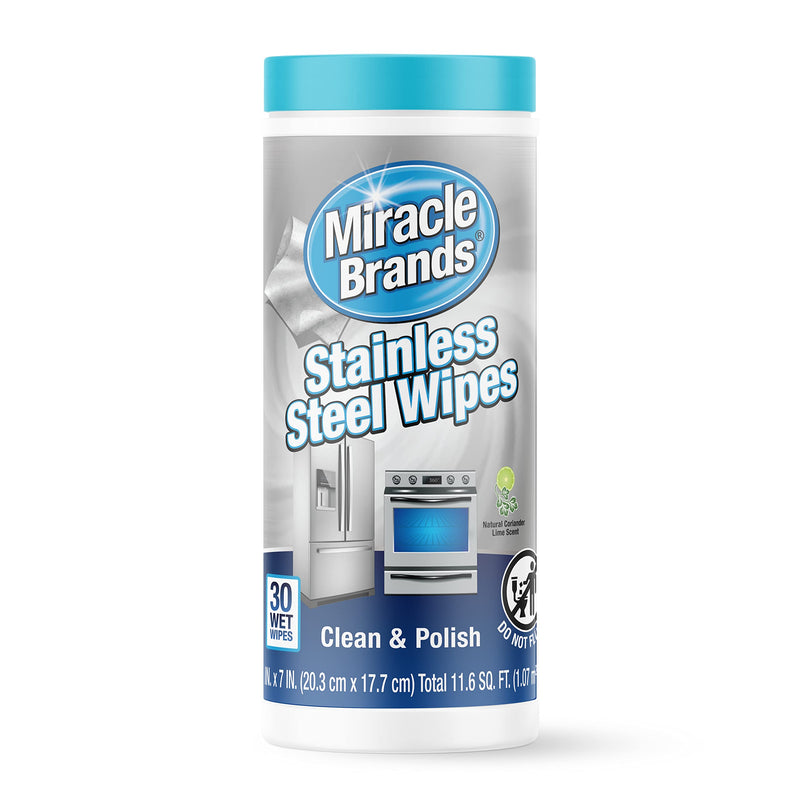 [Australia] - MiracleWipes for Stainless Steel, Great for Kitchen and Appliances, Including Oven, Refrigerator, Dishwasher, Microwave, Sink, Hood, Grill, Removes Fingerprints and Smudges - 30 Count 
