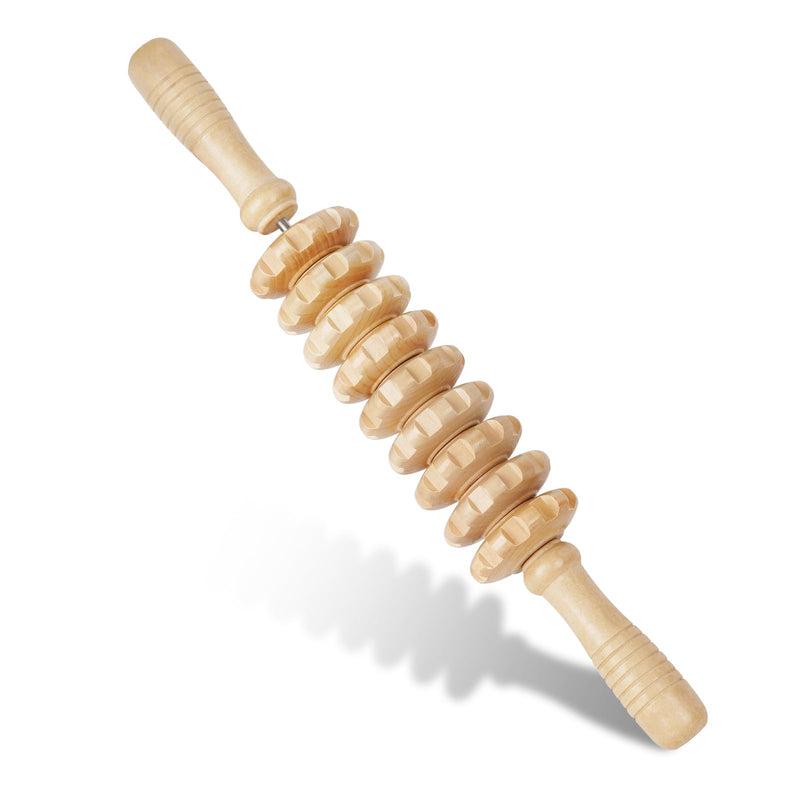 [Australia] - Liitrton Manual Wooden Fascia Massage Roller Trigger Points for Release Cellulite Sore Muscle Blasting (White) White 