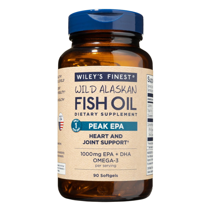 [Australia] - Wiley's Finest Wild Alaskan Fish Oil Peak EPA - Triple Strength Peak EPA and DHA - 1000mg Omega-3s, SQF-Certified - 90 Softgels (90 Servings) 90 Count (Pack of 1) 