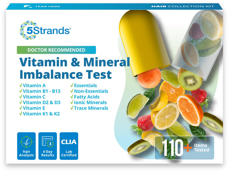5Strands Nutrition Test, 112 Vitamins, Minerals, Amino Acids Tested, Identify Nutrient Absorption Issues, Holistic At Home Imbalance Testing, Results in 4 Days