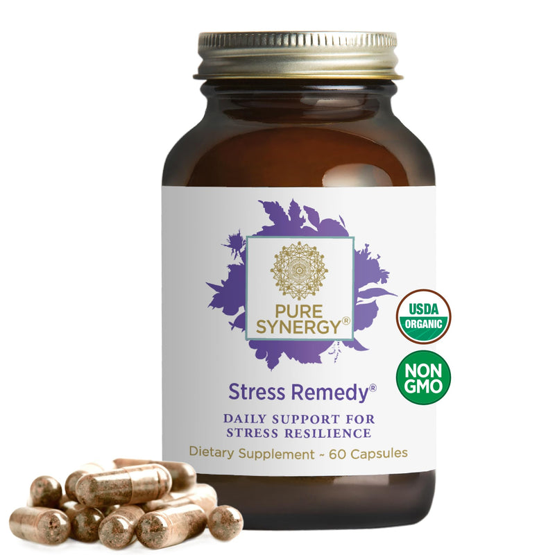 [Australia] - PURE SYNERGY Stress Remedy | Stress Relief Supplement with Ashwagandha | Organic Adaptogen Support from Rhodiola, Lemon Balm, and Holy Basil | for Stress, Adrenal Health, and Mood (60 Capsules) 