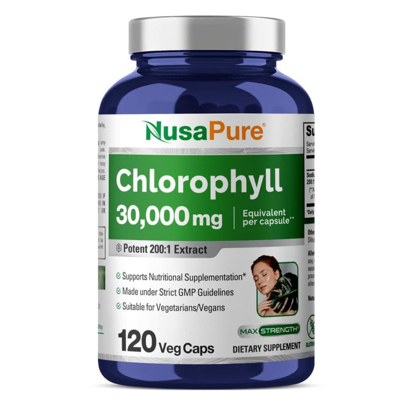 [Australia] - NusaPure Chlorophyll 30,000mg Equivalent per Capsule 120 Vegetarian Caps (Non-GMO, Vegan) 