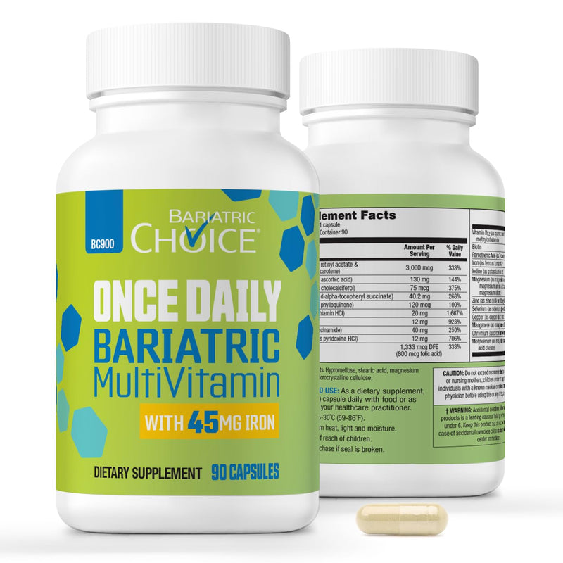 [Australia] - Bariatric Choice Once-Daily Bariatric Multivitamin with 45 mg of Iron | Easy to Swallow Capsule | Vitamin for Bariatric Surgery Patients | 90 Count (3-Month Supply) 1 Count (Pack of 90) 