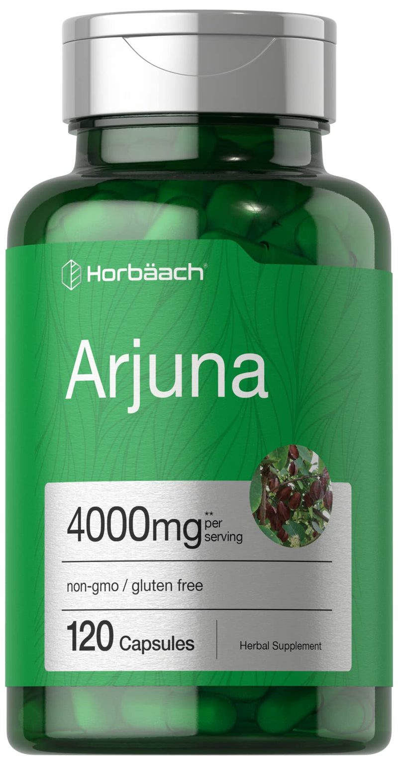 [Australia] - Horbaach Arjuna Capsules 4000mg | 120 Count | Non-GMO, Gluten Free | from Arjuna Bark Herb Extract 