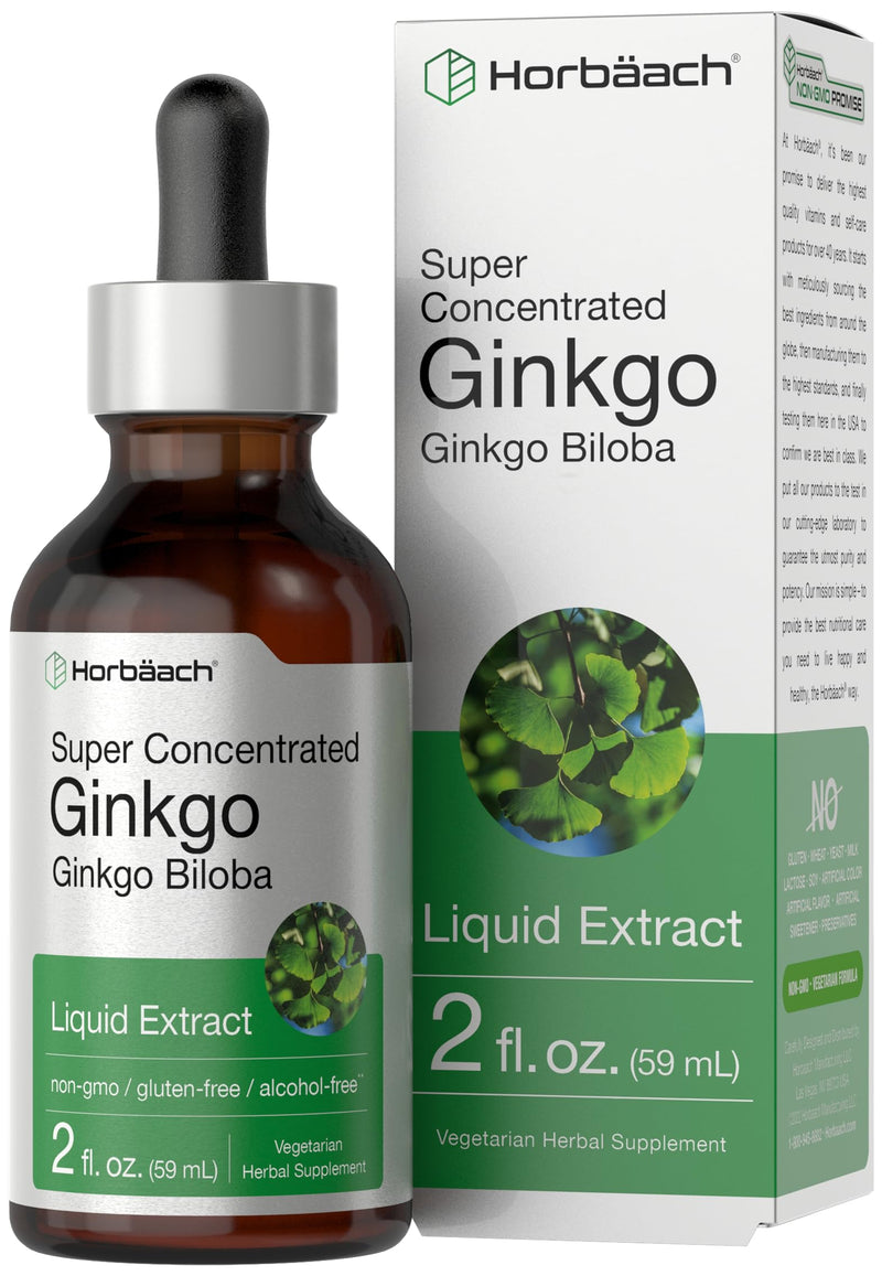 [Australia] - Horbäach Ginkgo Biloba Extract Liquid 2 fl oz | Alcohol-Free Herb Supplement | Vegetarian, Non-GMO, Gluten Free 