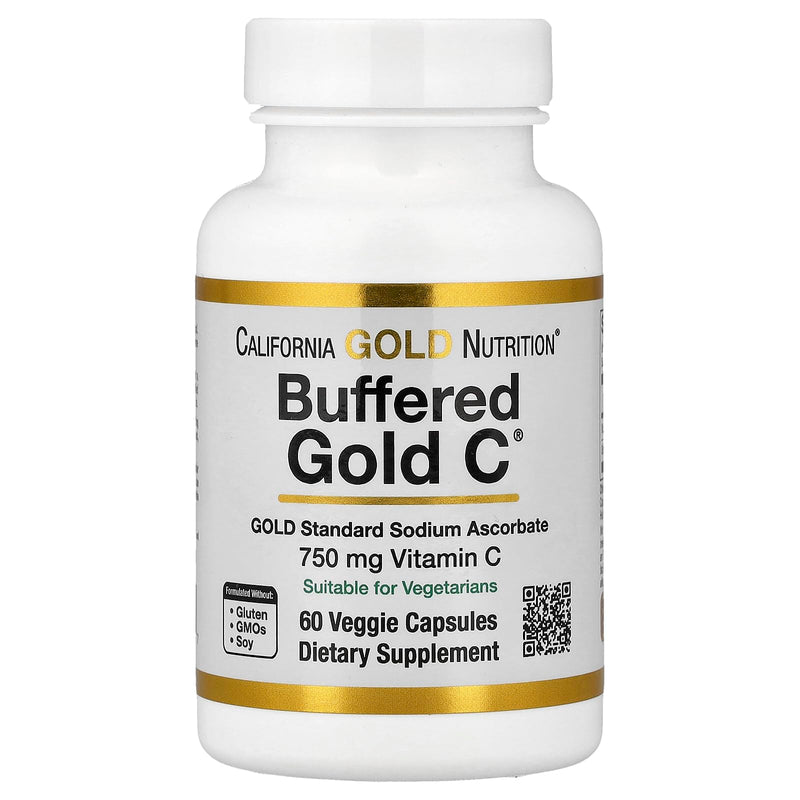 California Gold Nutrition Buffered Gold C, Gold Standard Sodium Ascorbate (Vitamin C), 60 Veggie Capsules