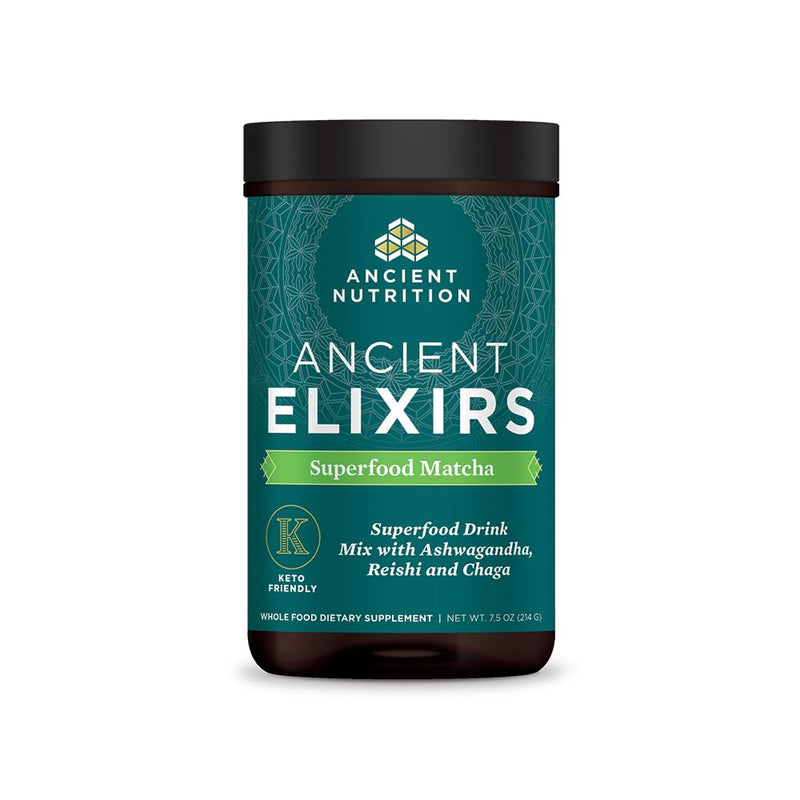 [Australia] - Ancient Nutrition Matcha Green Tea Powder with Ashwagandha, Ancient Elixirs Superfood Matcha Energy Powder, with MCTs, Promotes Healthy Energy Levels, Paleo and Keto Friendly, 20 Servings 