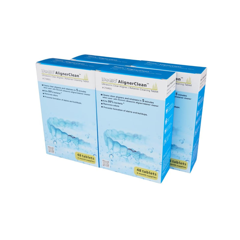 [Australia] - iSonic AlignerClean™ CTAR01x4, Ultrasonic Cleaning Tablet for daily cleaning of aligners/retainers, dental appliances, night guards, cpap components. 48 Tablets x4 pack 