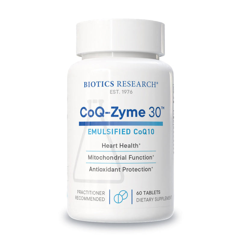 BIOTICS RESEARCH CoQZyme 30 Milligram of emulsified coenzyme Q10 CoQ10, Supplies Superoxide dismutase and catalase, Two Important antioxidants 60 Tabs