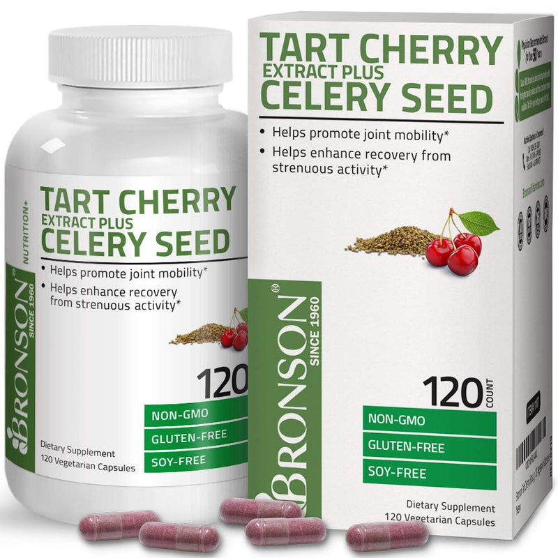 [Australia] - Bronson Tart Cherry Extract + Celery Seed Capsules - Powerful Uric Acid Cleanse, Joint Mobility Support & Muscle Recovery Supplement - Non GMO Formula, 120 Vegetarian Capsules Unflavoured 120 Count (Pack of 1) 