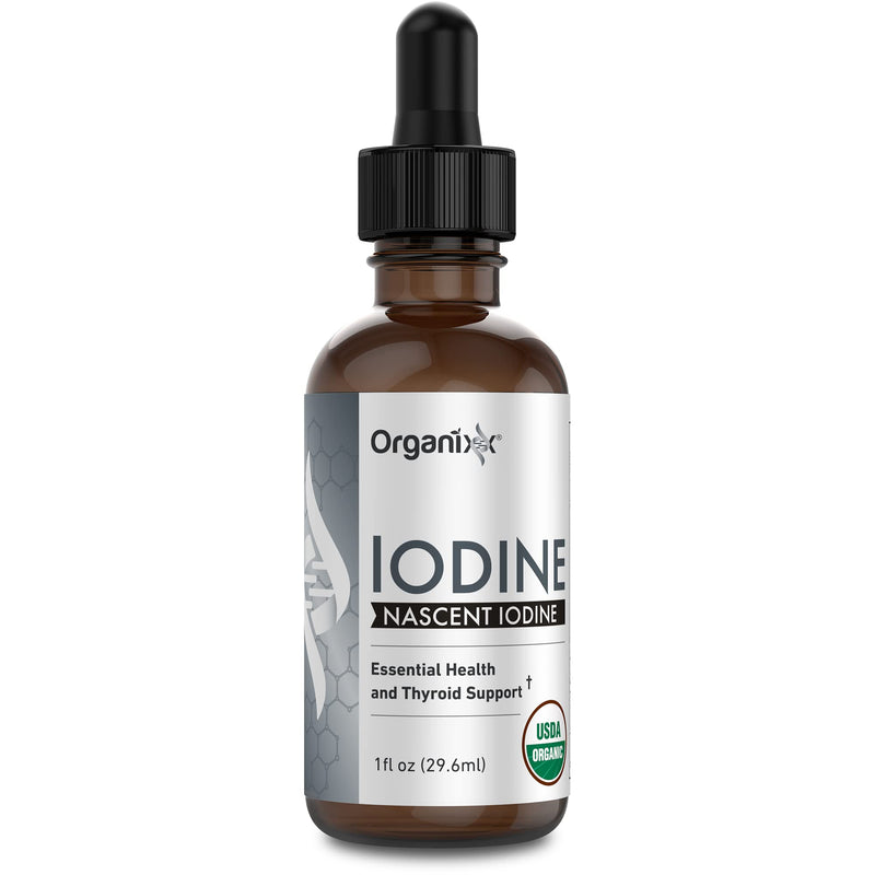 [Australia] - Organixx Pure Liquid Iodine Supplement, Support Healthy Thyroid Function, Restore Optimal Iodine Levels, Boost Mood & Energy Levels, Improve Hair and Skin, Organic Iodine Drops, Vegan, 1 fl oz 