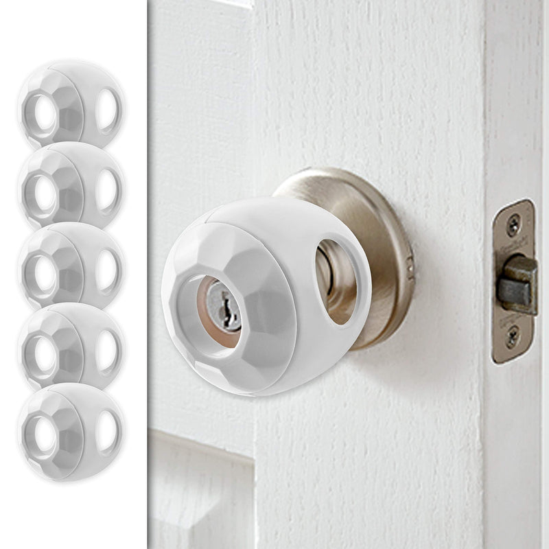 [Australia] - Door Knob Safety Cover for Kids - 5 Pack - Baby Proof Door Knob Covers - Door Locks for Kids Safety Child Proof - White 