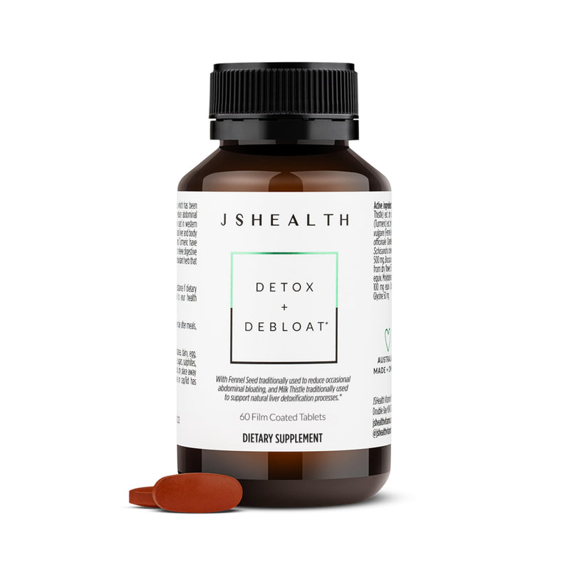 JSHealth Detox + Debloat. Bloating Relief for Women, 60 Tablets | Nutrionist-Formulated, Made with Milk Thistle, Turmeric, and Fennel. Liver Health and Gut Support. 60 Count (Pack of 1)