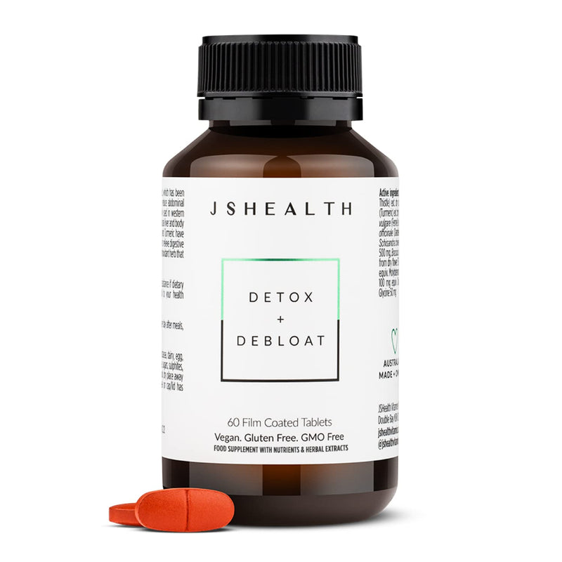 [Australia] - JSHealth Vitamins Detox and Debloat Liver Health Formula | Liver Detox Pills | Debloating Formula with Milk Thistle, Turmeric, Fennel | Liver Cleanse Supplement (60 Tablets) 60 Count (Pack of 1) 