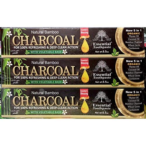 [Australia] - Natural Bamboo Activated Charcoal Essential Toothpaste (100% Fluoride Free) (3 Tubes) 