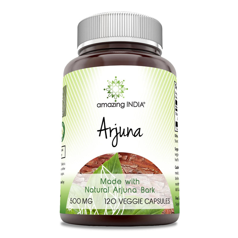[Australia] - Amazing India Arjuna (Made with Natural Arjuna) 500 Mg Supplement | Vegetarian Capsules | Non-GMO | Gluten-Free | Made in USA (1 Pack | 120 Count) 