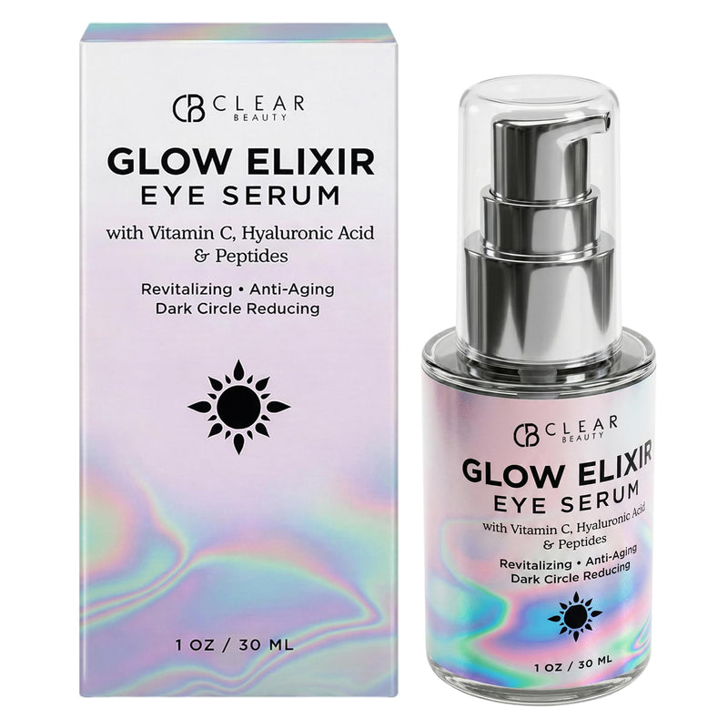Clear Beauty Vitamin C & Hyaluronic Acid Under Eye Serum - Dermatologist Tested, Reduces Eye Bags, Puffiness, Dark Circles & Wrinkles, Clean Beauty, Cruelty-Free Korean Skin Care - All Skin Types