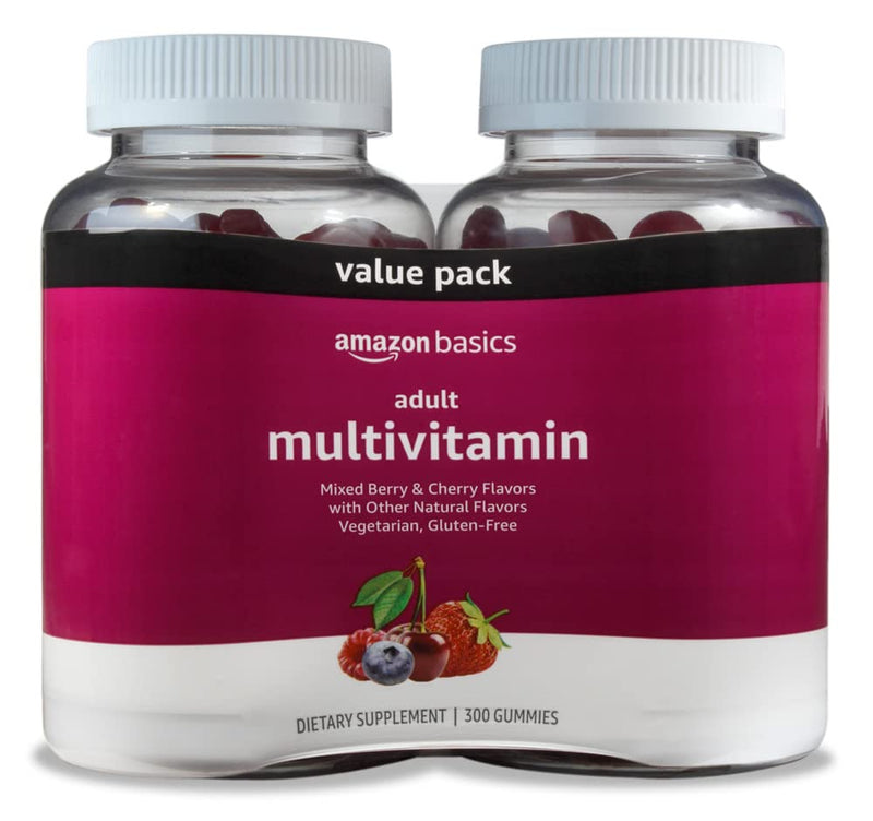 Amazon Basics Adult Multivitamin Gummies, Mixed Berry & Cherry Flavors, 150 Count, 75-Day Supply, Pack of 2 (Previously Solimo) 150 Count (Pack of 2)
