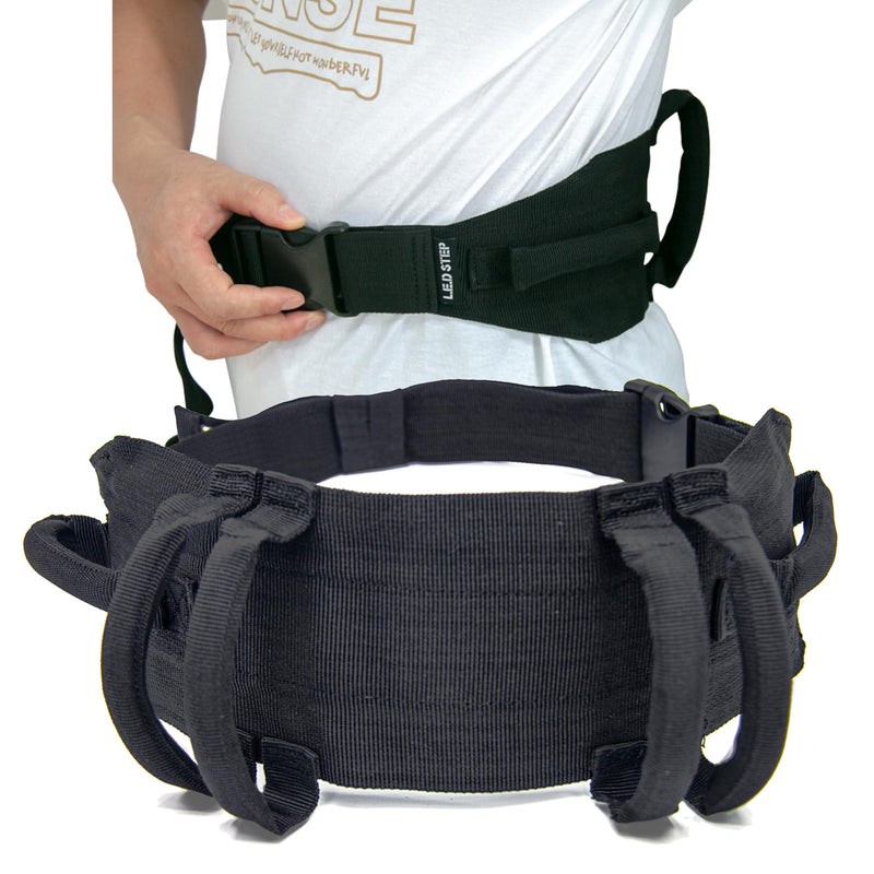 [Australia] - Gait Belt Walking Transfer Belt with 6 Plastic Padded Caregiver Handles and Quick Release Buckle for Patient,Elderly Physical Therapy (Black) black 