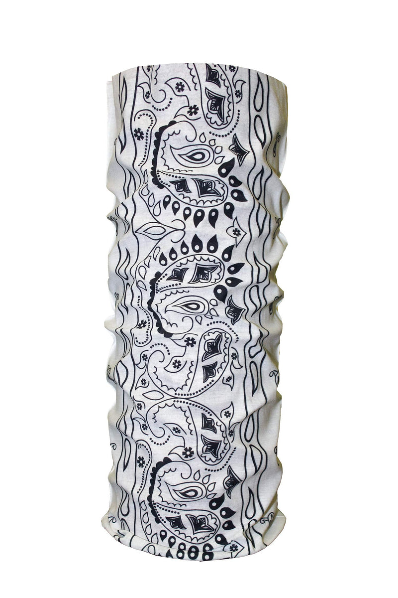 [Australia] - $averPak BodyForge & InsectGuard - Permethrin Treated Mosquitoes, Flies, Ticks & More Insect Repellent Tube Bandanna Neck Gaiter Headband (White Paisley) White/Black Paisely 