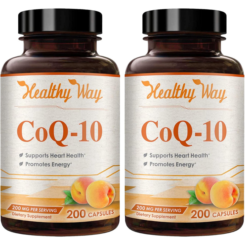 Coenzyme Q10 200mg CoQ10 Supplement - Once Daily Coq 10 200mg Powder Capsules for Healthy Heart Antioxidant and Energy Support - Non-GMO Quick Absorption Ubiquinone Q10 Coenzyme (400 Servings) 200 Count (Pack of 2)