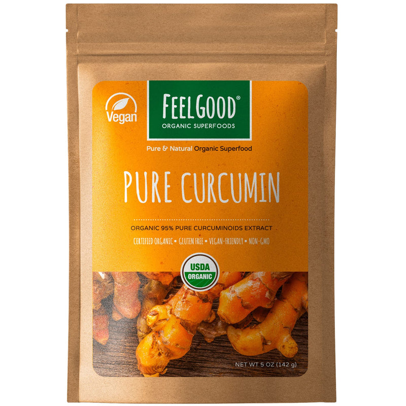 [Australia] - FeelGood Organic Superfoods Pure Curcumin Powder, Organic, Non-GMO, Vegan from Bulk Ground Turmeric Root from India, Curcuma Longa Joint Supplement, 5 oz 
