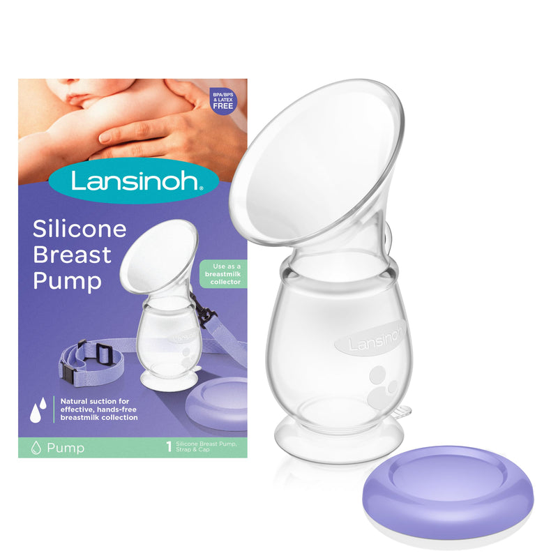 [Australia] - Lansinoh Silicone Breast Pump for Breastfeeding with Suction Base, 4 Ounces, Portable and Lightweight, Includes Neck Strap and Protective Lid, 1 Count 1 Count (Pack of 1) Manual Breast Pump 