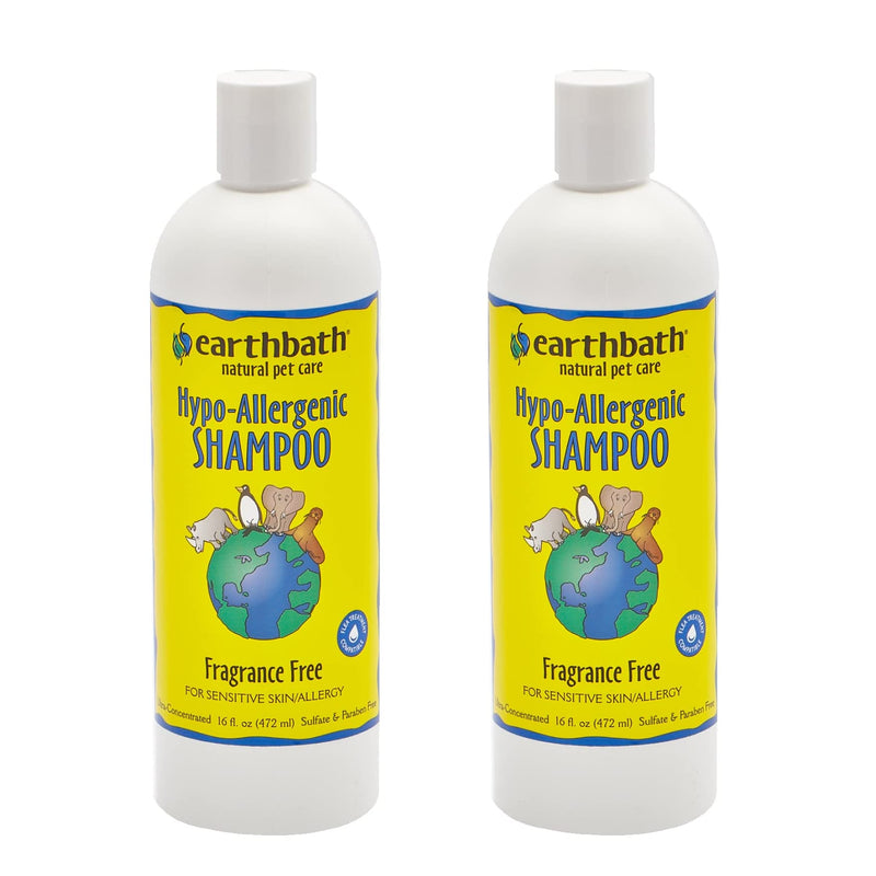 earthbath, Hypoallergenic Dog Shampoo - Fragrance Free Dog Shampoo for Allergies and Itching, Made in USA, Cruelty Free Dog Wash, Gentle Puppy Shampoo, Soothing Cat Shampoo - 16 oz (2 Pack) - PawsPlanet Australia