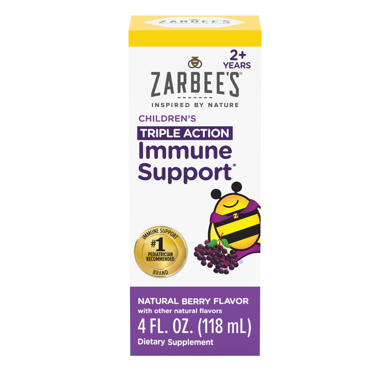 [Australia] - Zarbee's Elderberry Syrup for Kids, Daily Immune Support with Vitamin C & Zinc, Childrens Liquid Supplement, Natural Berry Flavor, 4 fl oz Kids Elderberry Syrup 4oz 