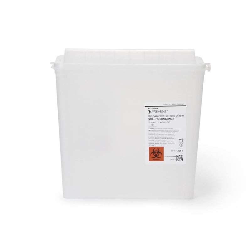 [Australia] - McKesson Prevent Sharps Container for Home Use, 5 Quart - for Biohazard Infectious Waste, Needle and Syringe Disposal - Translucent, Touchless Lid - White, 1 Count 